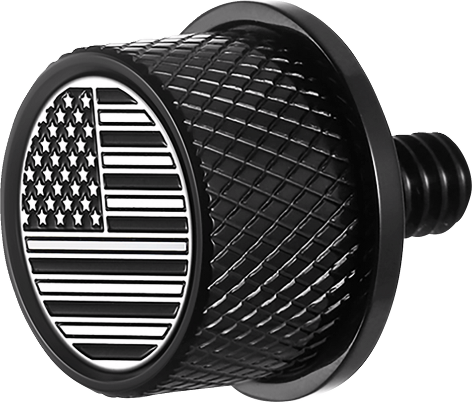 FIGURATI DESIGNS Seat Mounting Knob - Black - Black/White American Flag - Contrast Cut FD26-SEAT KN-BK