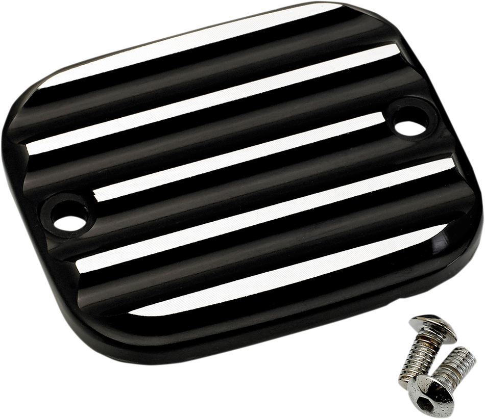 JOKER MACHINE Master Cylinder Cover - Brake - Front - Finned - Black/Silver 951019-2