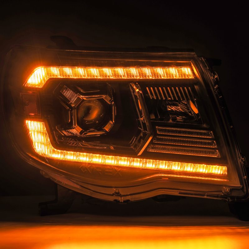 AlphaRex 05-11 Toyota Tacoma LUXX LED Projector Headlights Plank Style Alpha Black w/Activ Light/DRL 880739