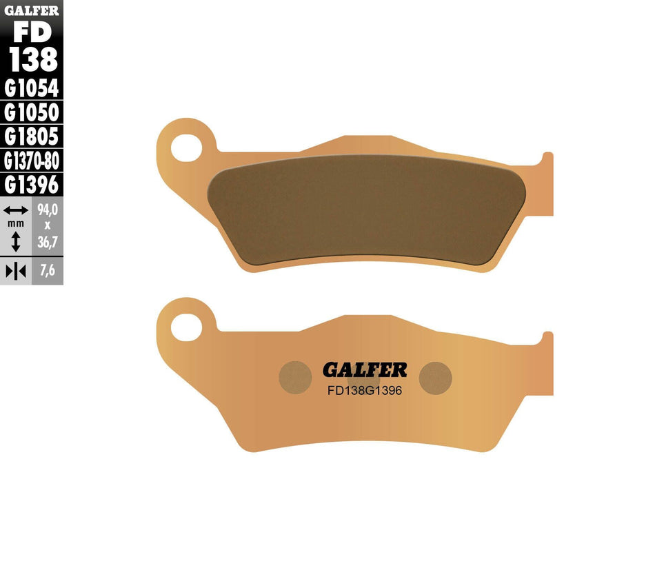 GALFER Brake Pads Sintered Fd138g1396 FD138G1396