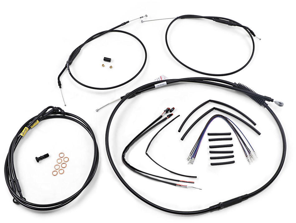 BURLY BRAND Cable Kit - Jail Bar - 12" Handlebars - Black Vinyl B30-1200