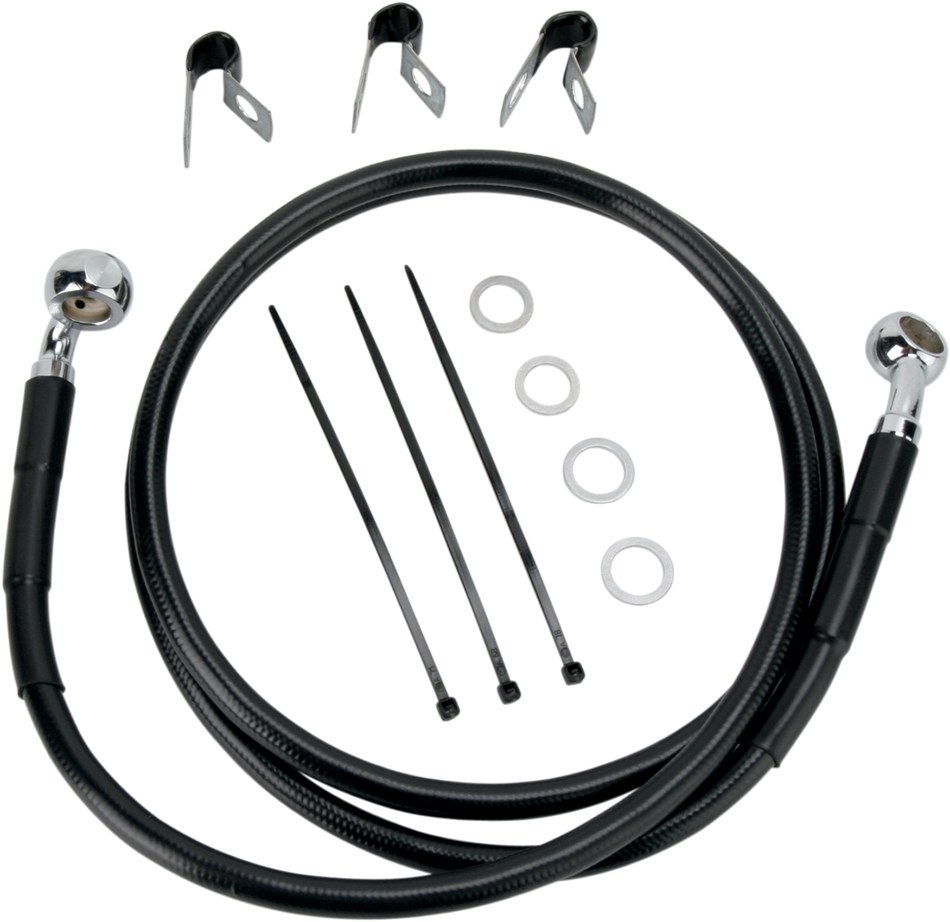 DRAG SPECIALTIES Brake Line - Front - Black - +6" - '00-'07 FLST 660214-6BLK