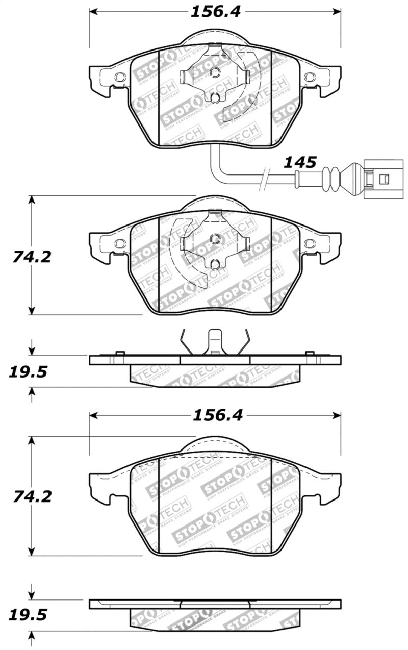 StopTech Performance 99-08 VW Jetta / 5/99-05 Golf GTi/GLS Turbo Front Brake Pads 309.06871