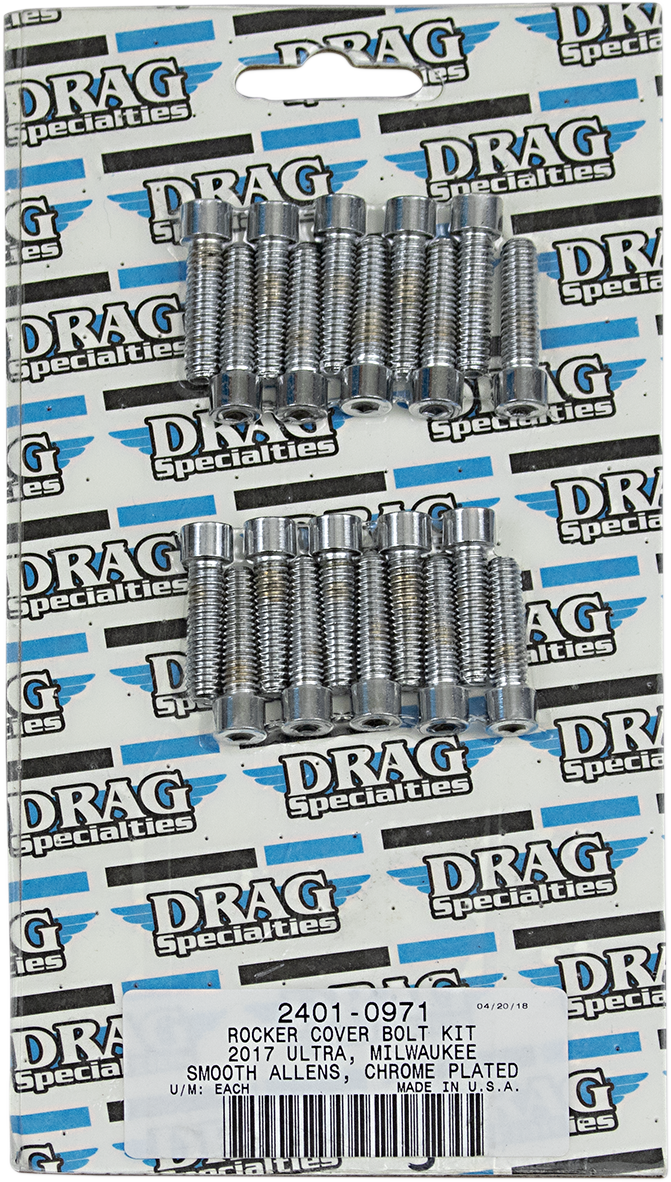 DRAG SPECIALTIES Rocker Cover Smooth Bolt Kit - Chrome - M8 MK777S