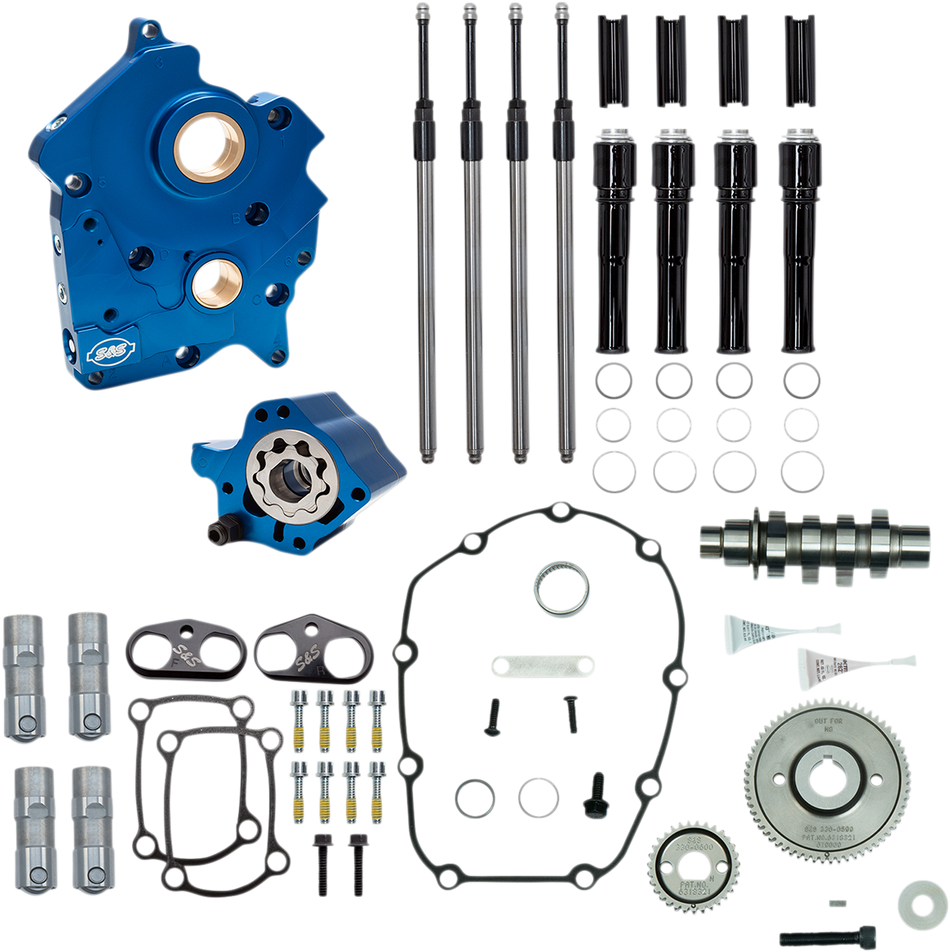 S&S CYCLE Cam Chest Kit with Plate M8 - Gear Drive - Water Cooled - 475 Cam - Black Pushrods 310-1010A