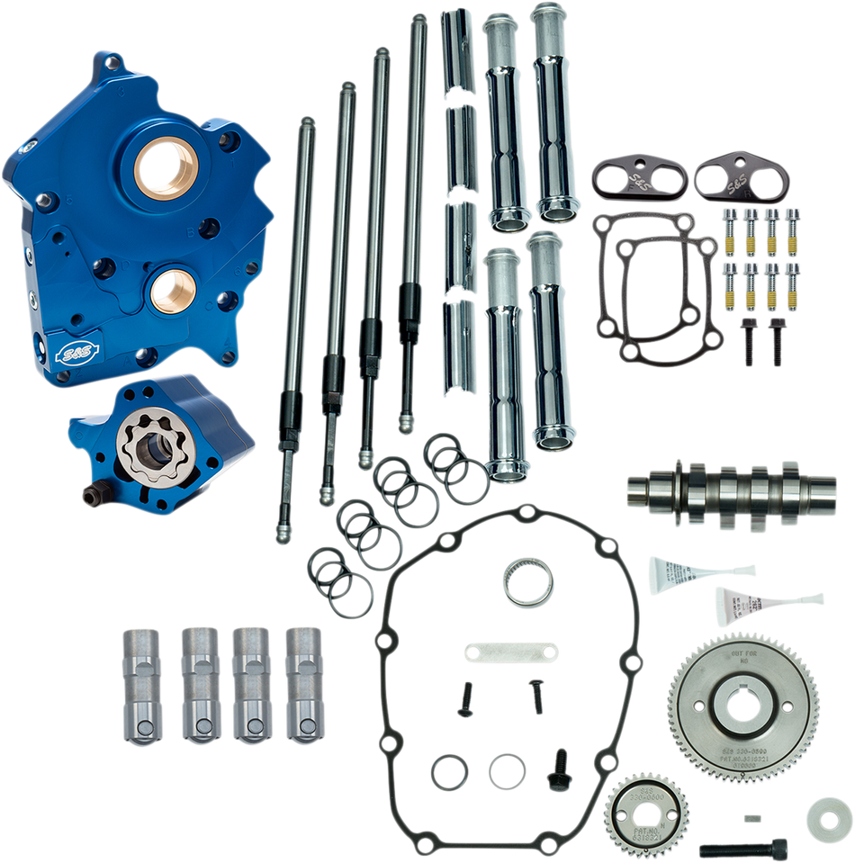 S&S CYCLE Cam Chest Kit with Plate M8 - Gear Drive - Oil Cooled - 465 Cam - Chrome Pushrods 310-1005A