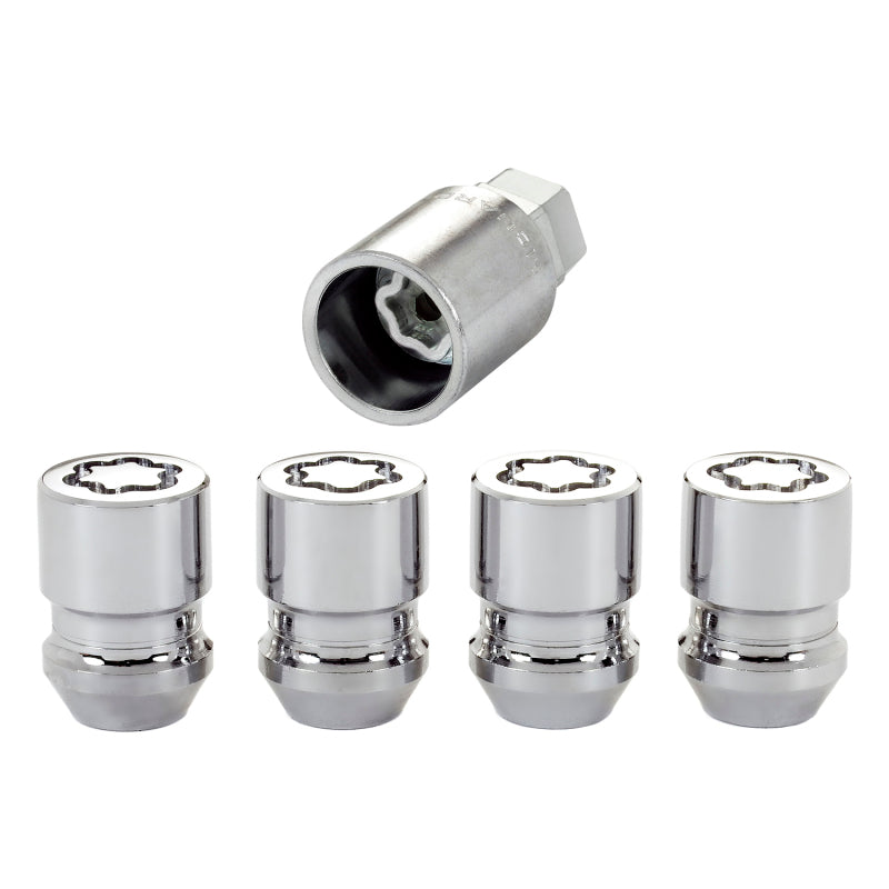 McGard Wheel Lock Nut Set - 4pk. (Cone Seat) M12X1.25 / 19mm & 21mm Dual Hex / 1.28in. L - Chrome 24154