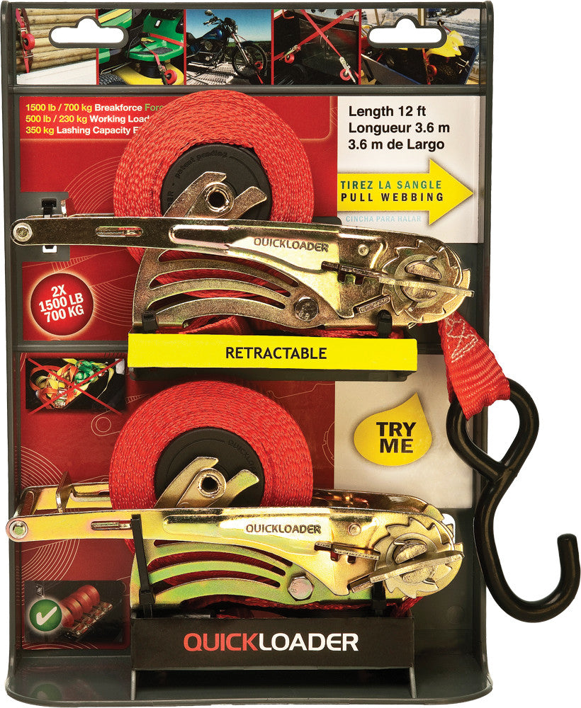 QUICKLOADER Tiedown Red 1500lb 12' (Pair) QL150005
