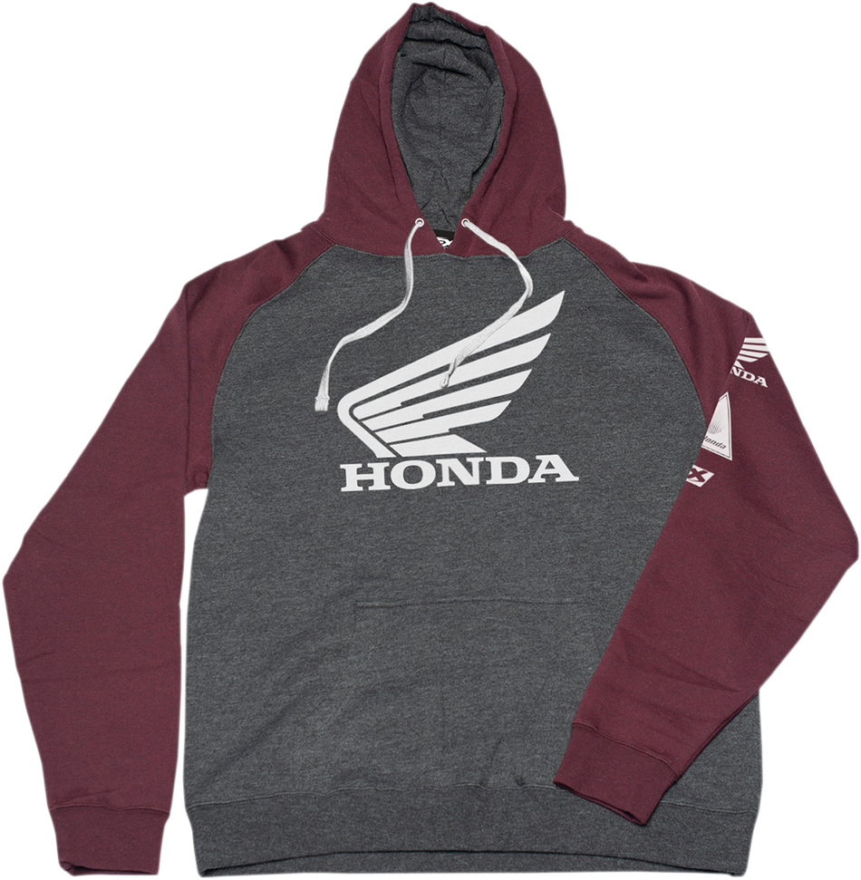 FACTORY EFFEX Honda Wing Hoodie - Charcoal/Burgundy - Large 22-88314