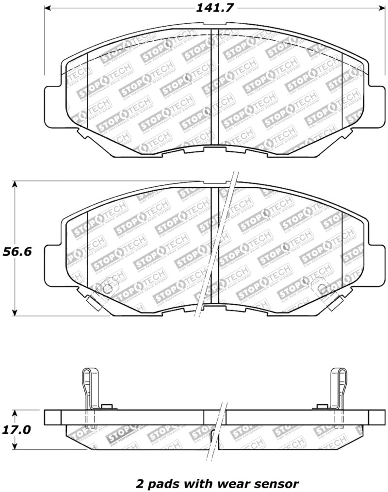 StopTech Street Touring 03-10 Honda Accord / 02-06 CR-V Front Brake Pads 308.0914