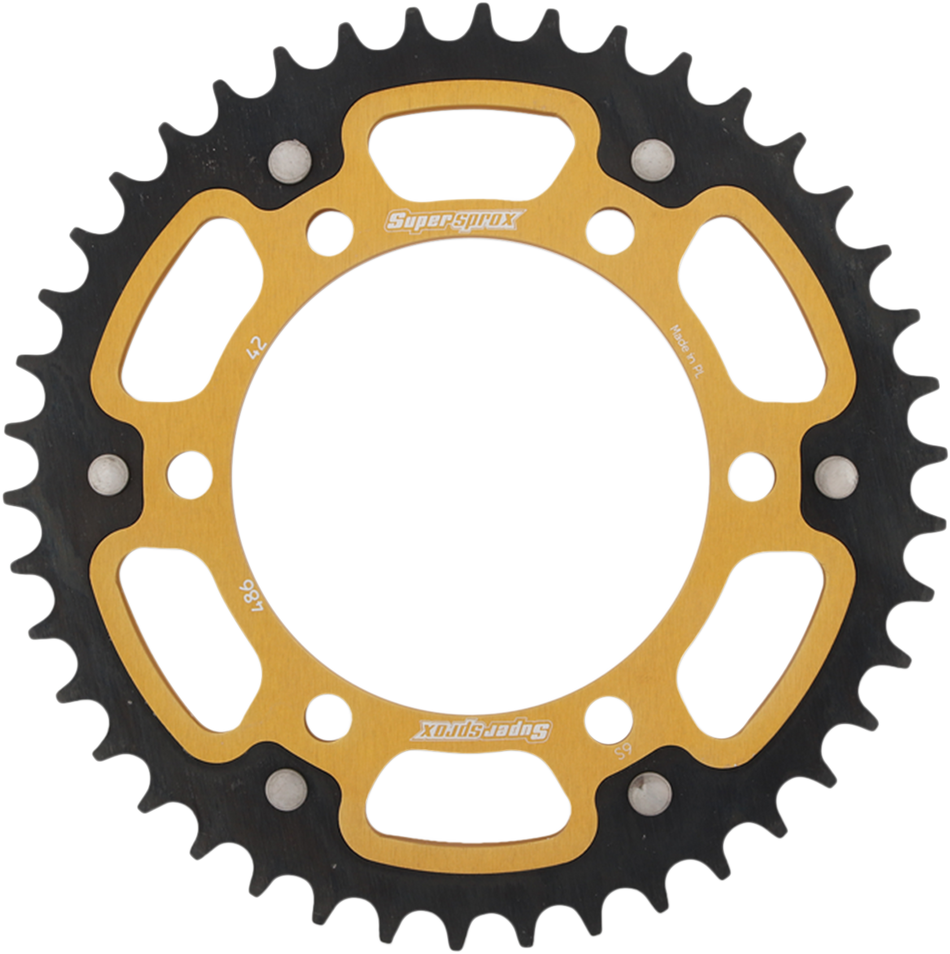 SUPERSPROX Stealth Rear Sprocket - 42 Tooth - Gold - Kawasaki/Yamaha/Suzuki RST-486-42-GLD