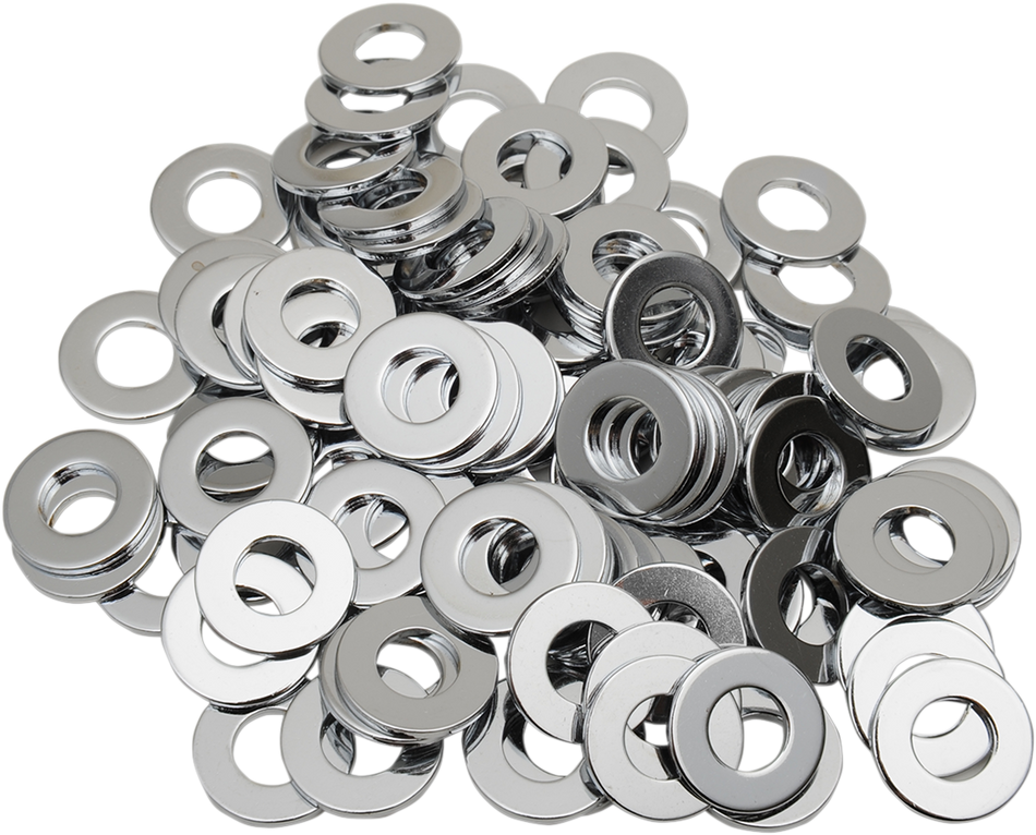 DRAG SPECIALTIES Washers - Flat - 1/4" - Chrome MPB174