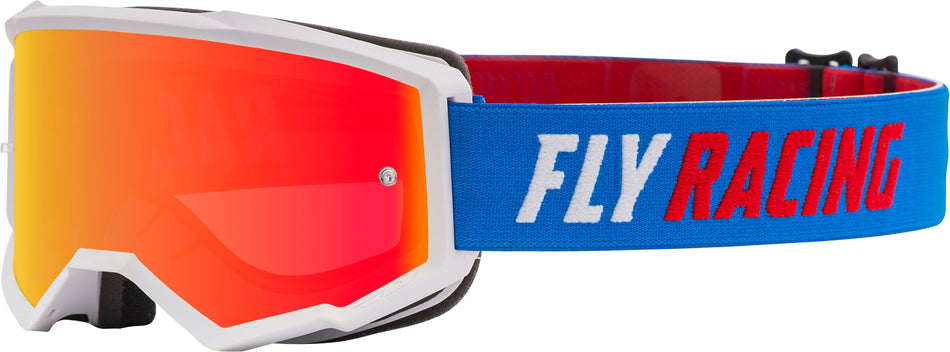 FLY RACING Zone Goggle Blue/White/Red W/Red Mirror/Smoke Lens W/Post FLA-055