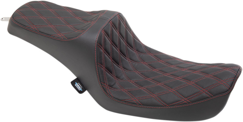 DRAG SPECIALTIES Predator III Seat - Double Diamond - Red Stitching 0803-0654