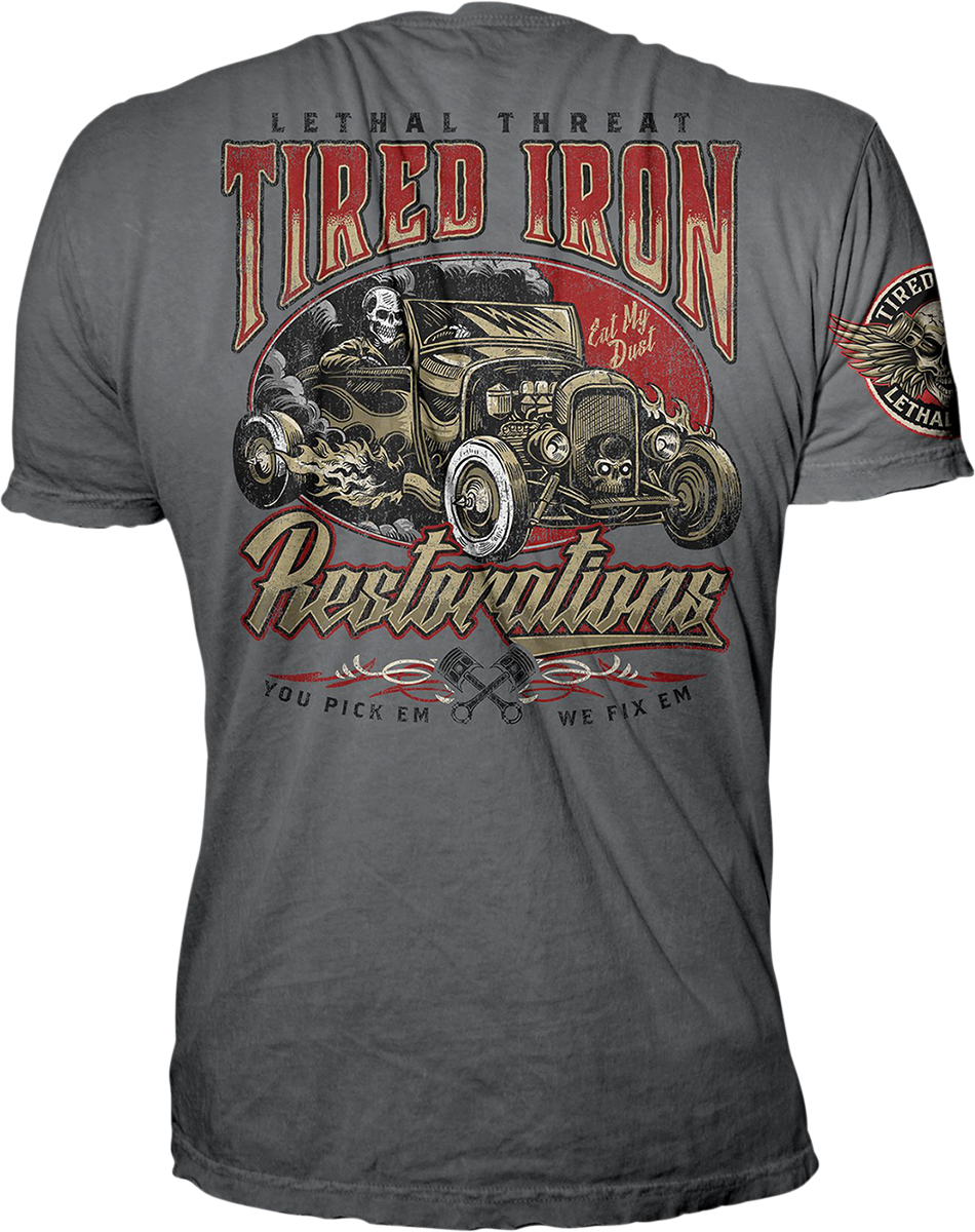 LETHAL THREAT Vintage Velocity Tired Iron Restorations T-Shirt - Gray - 4XL VV40174-4XL