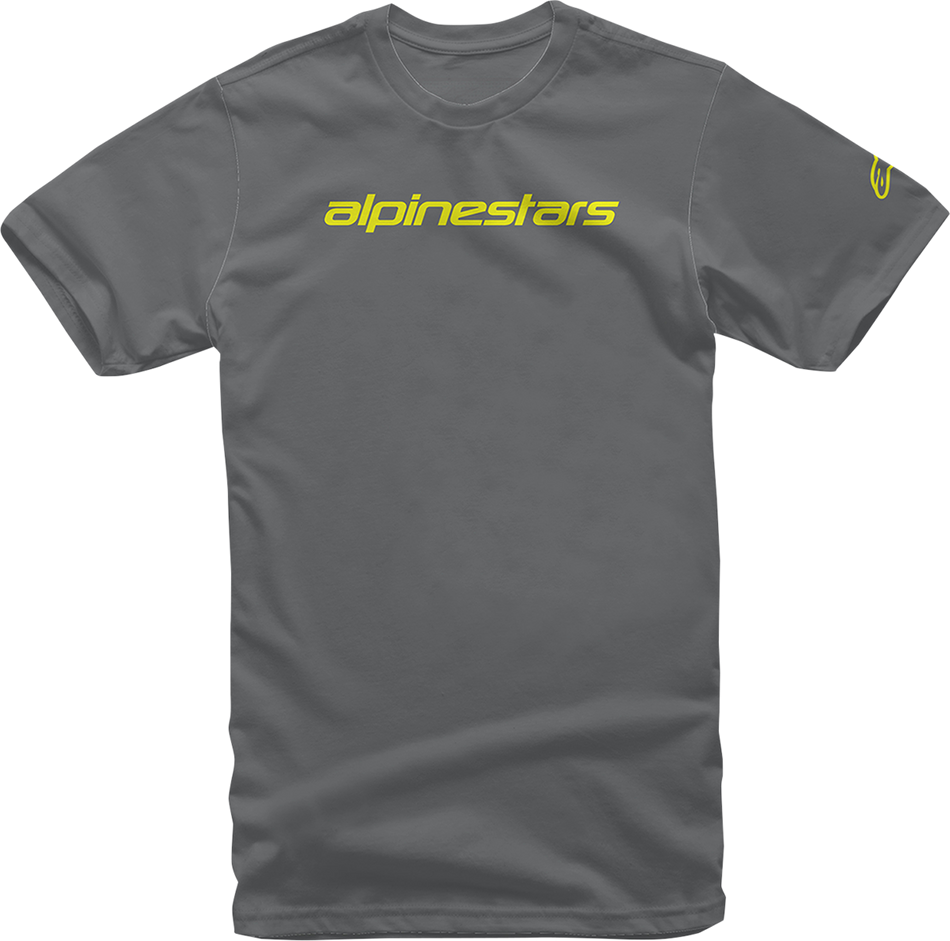 ALPINESTARS Linear Wordmark T-Shirt - Charcoal/Fluorescent Yellow - 2XL 12127202018522X