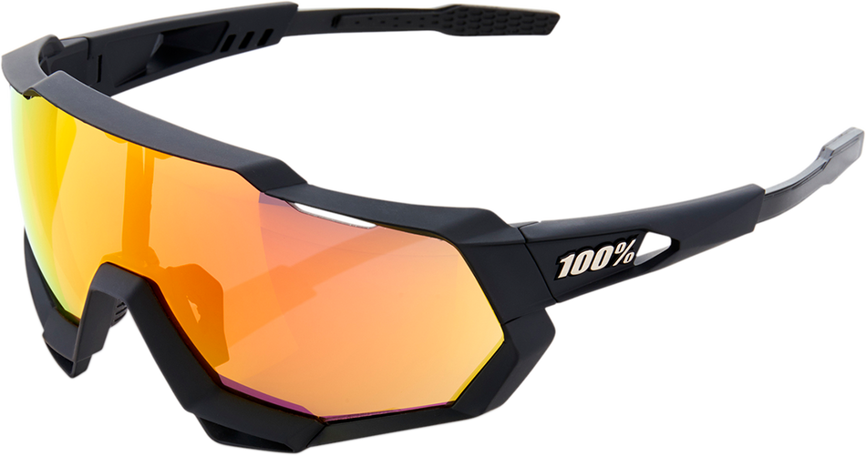 100% Speedtrap Sunglasses - Black - Red 60012-00004