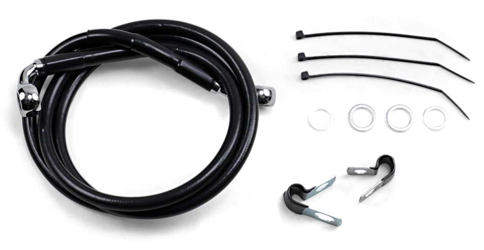 DRAG SPECIALTIES Brake Line - Front - Black - +6" - FXD '00-'05 640112-6BLK