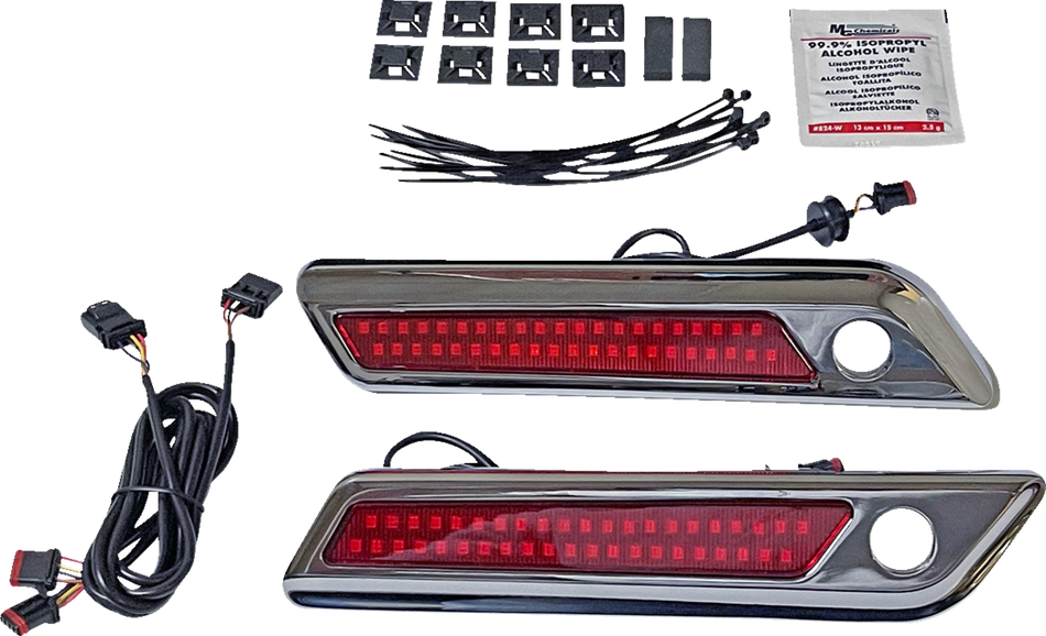 CUSTOM DYNAMICS Latch Light - Saddlebag - Dual Color - Red - Chrome CD-SBL-DC-RC