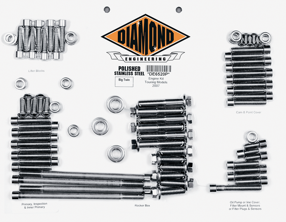 DIAMOND ENGINEERING Bolt Kit - Engine - FLHT DE6520HP