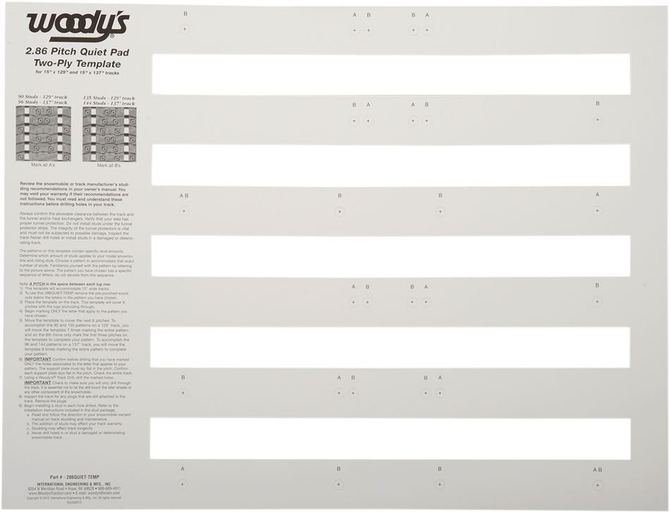 WOODY'S Template - Quiet - 2.86 Pitch 286QUIET-TEMP