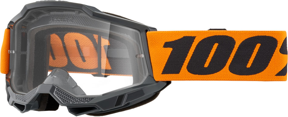 100% Strata 2 Goggle Neon Orange Clear Lens 50027-00015