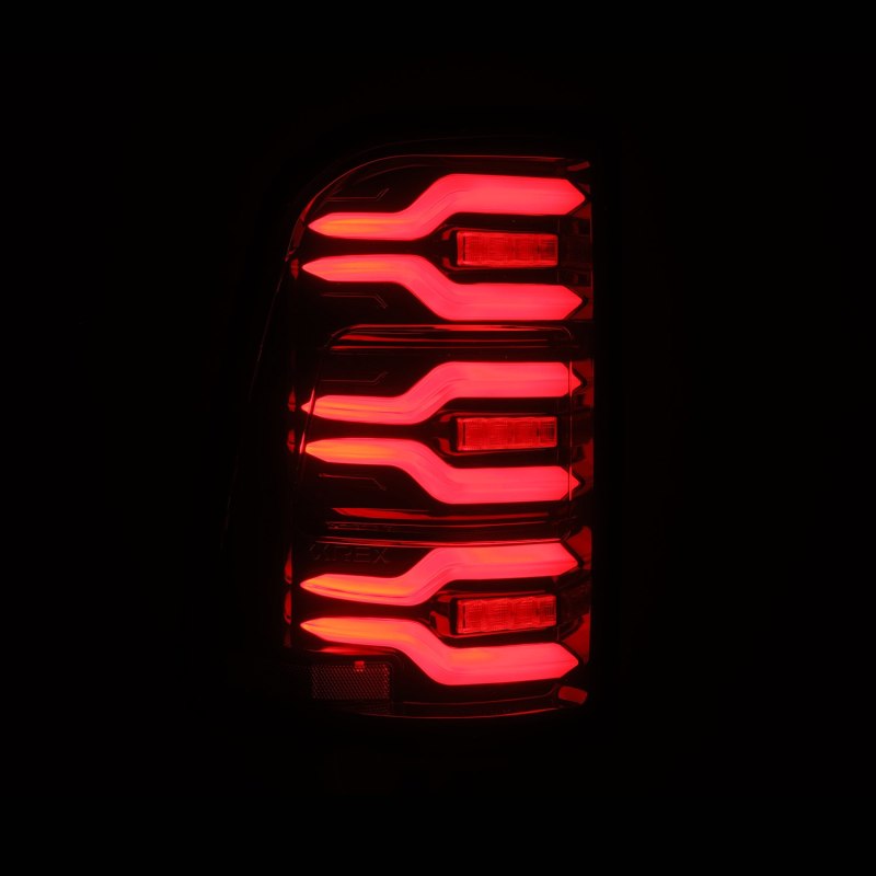 AlphaRex 19-21 Dodge Ram 1500 Luxx-Series LED Tail Lights Black/Red w/Activ Light/Seq Signal 640050