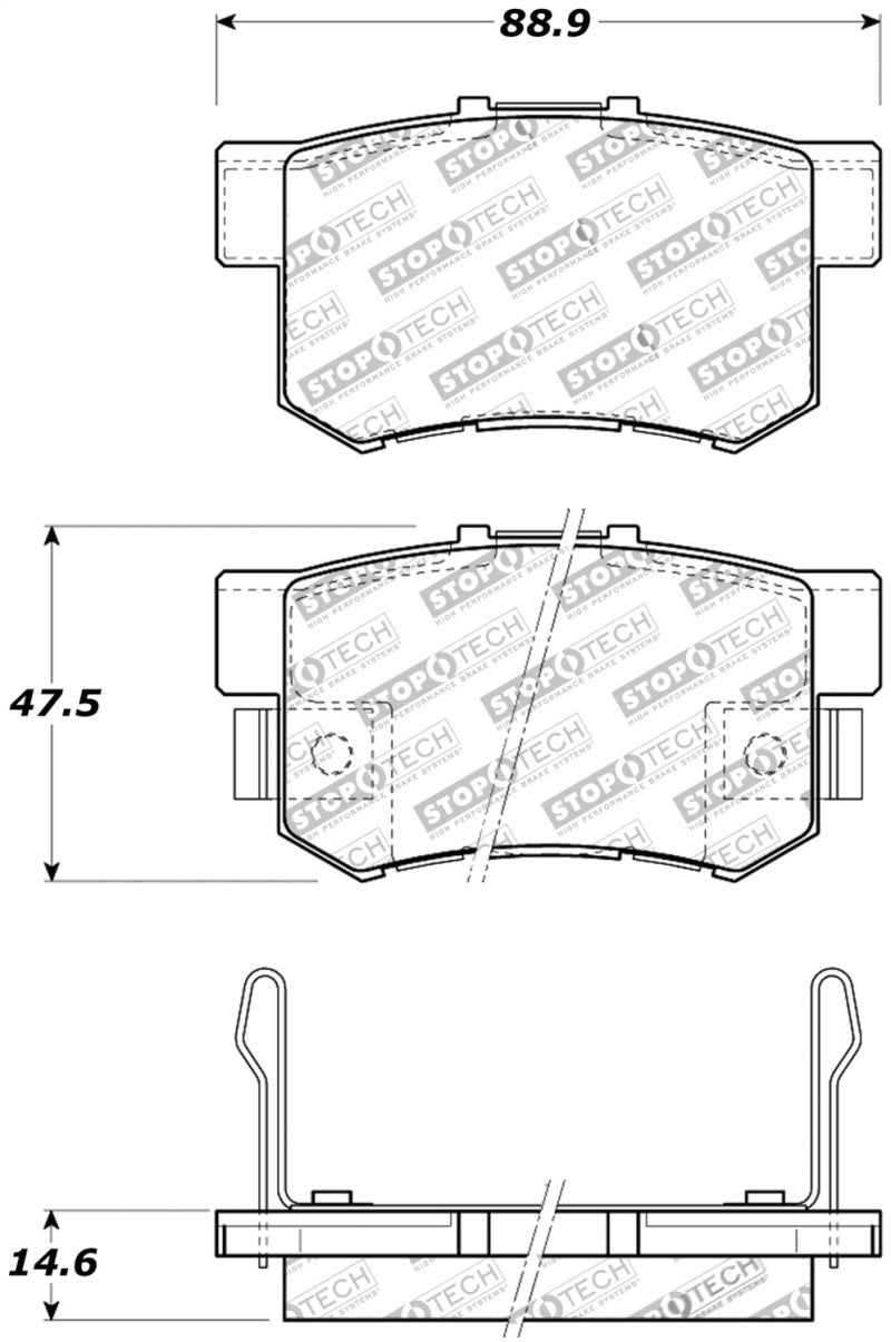 StopTech Performance 08-10 Honda Accord EX/EX-L Coupe / 08-10 LX/LX-P/LX+ Sedan Rear Brake Pads 309.0536