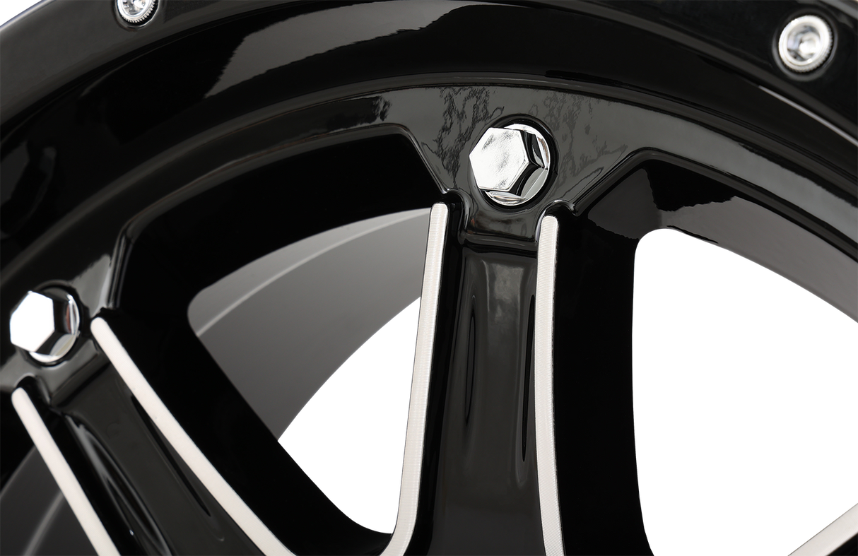 HIGH LIFTER-Rad - HL4 - Vorne/Hinten - Schwarz glänzend mit bearbeiteter Felge - 14x7 - 4/137 - 4+3 (+10 mm) 14HL04-1137