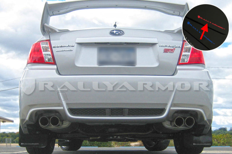 Rally Armor 11+ STI/WRX Sedan Only UR Black Mud Flap w/ Red Logo MF19-UR-BLK/RD