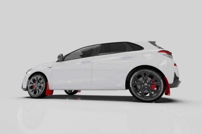 Rally Armor 19-21 Hyundai Elantra N Line Black UR Mud Flap w/ Performance Blue Logo MF59-UR-BLK/PBL