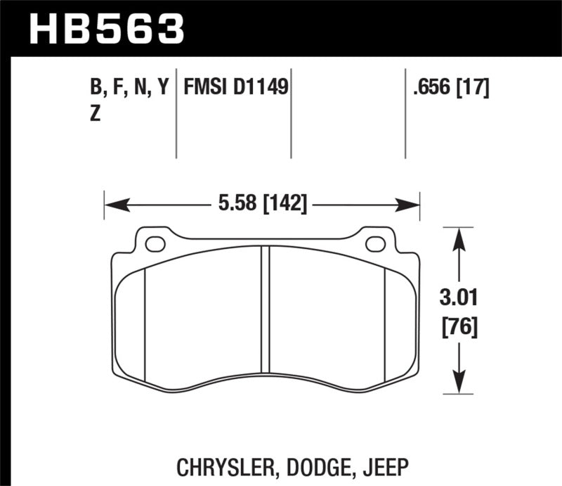 Hawk 06-07 Dodge Magnum SRT8 / 06-09 Challenger SRT8 / 05-07/09 Chrysler 300 C SRT8 HPS Street Front KHB563F.656
