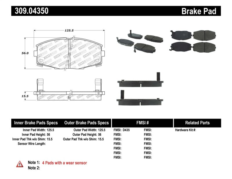 StopTech Performance 87-92 MK3 Supra Front Brake Pads 309.0435