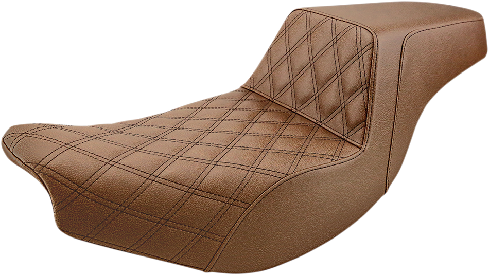 SADDLEMEN Step Up Seat - Front Lattice/Rear Smooth - Brown - Indian I14-07-172BR