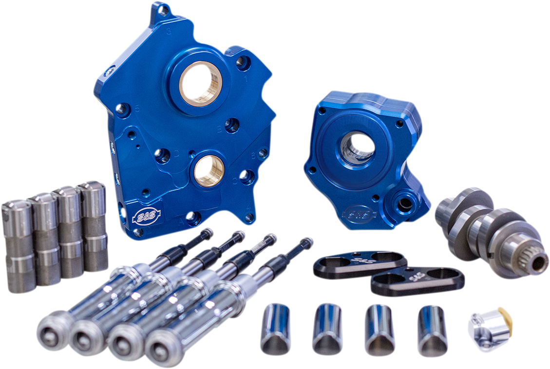 S&amp;S CYCLE Nockenwellengehäuse-Kit mit Platte M8 – Kettenantrieb – Wassergekühlt – 475er Nockenwelle – Chrom-Stößelstangen 310-1000B 