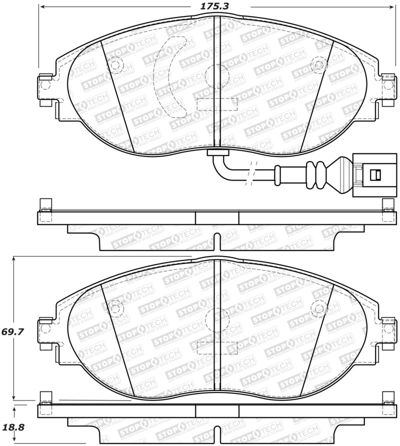 StopTech 14-18 Audi S3 Street Performance Front Brake Pads 308.1633