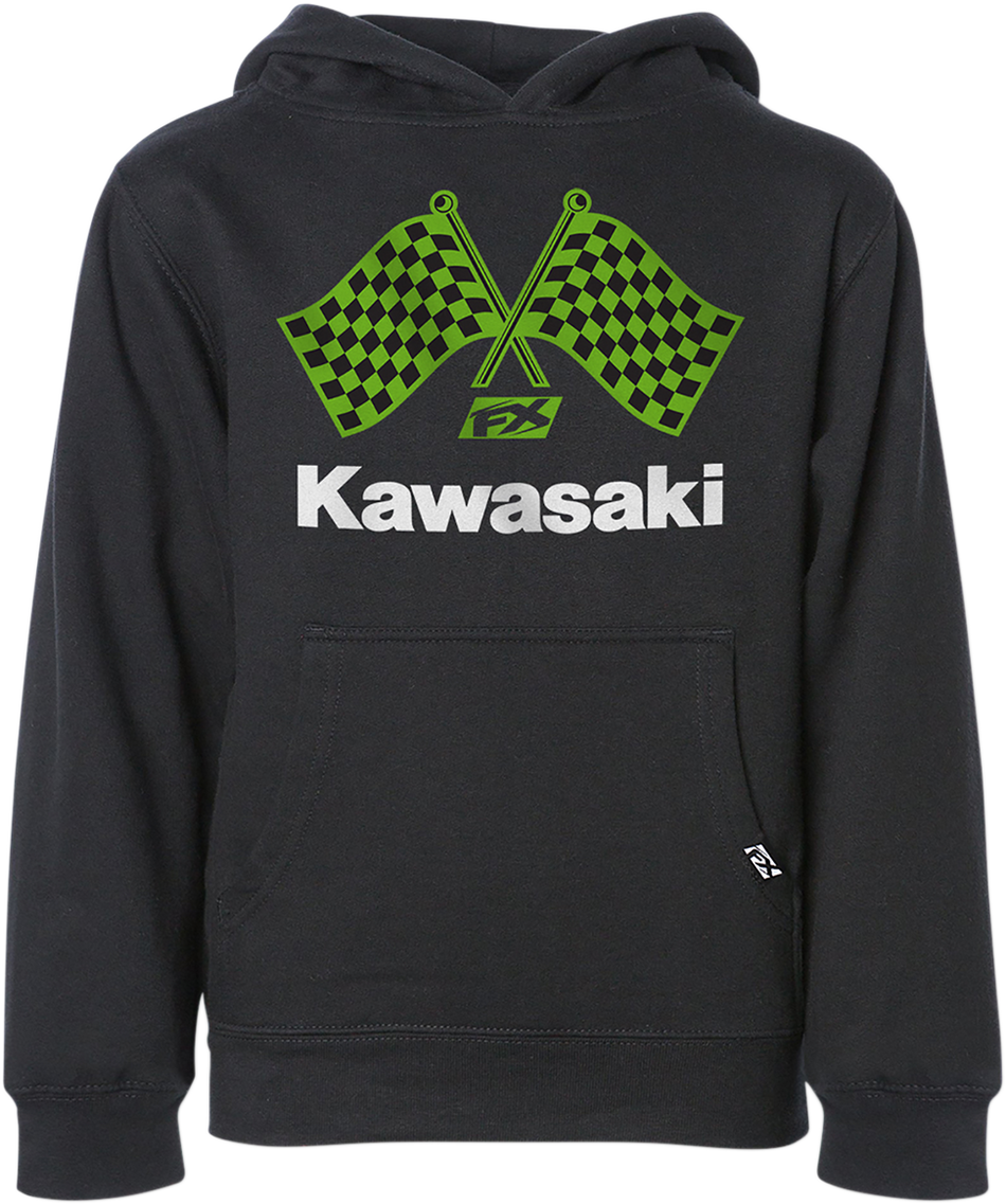 FACTORY EFFEX Youth Kawasaki Finish Line Hoodie - Black - Medium 23-88122