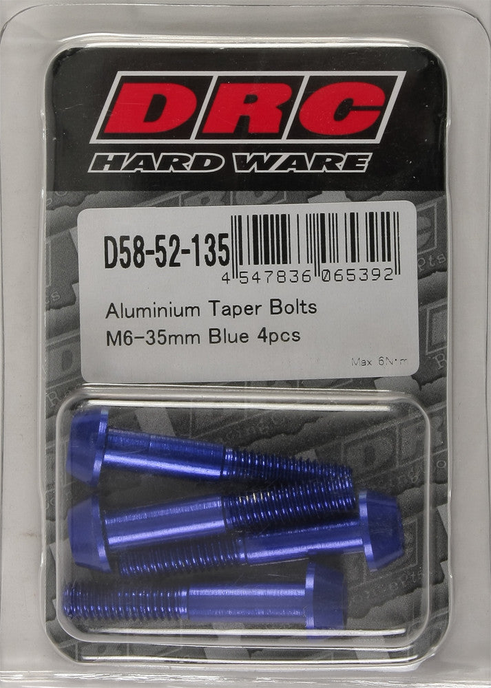 DRC Aluminium-Kegelschrauben, Blau, M6 x 35 mm, 4 Stück/Packung, D58-52-135