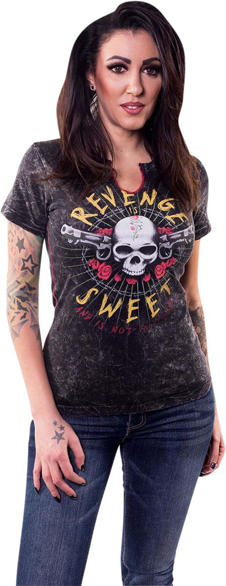 LETHAL THREAT LA20704S Damen T-Shirt „Revenge is Sweet“ – Schwarz – Größe S 