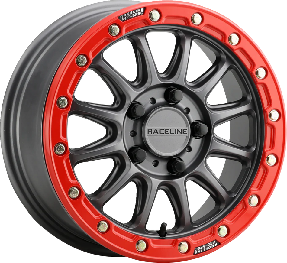 RACELINE WHEELS Wheel - Alpha - Front/Rear - Gun Metal/with Gloss Red Ring - 15x7 - 5/114.3 - 6+1 (+53 mm) A14GR-57012+53