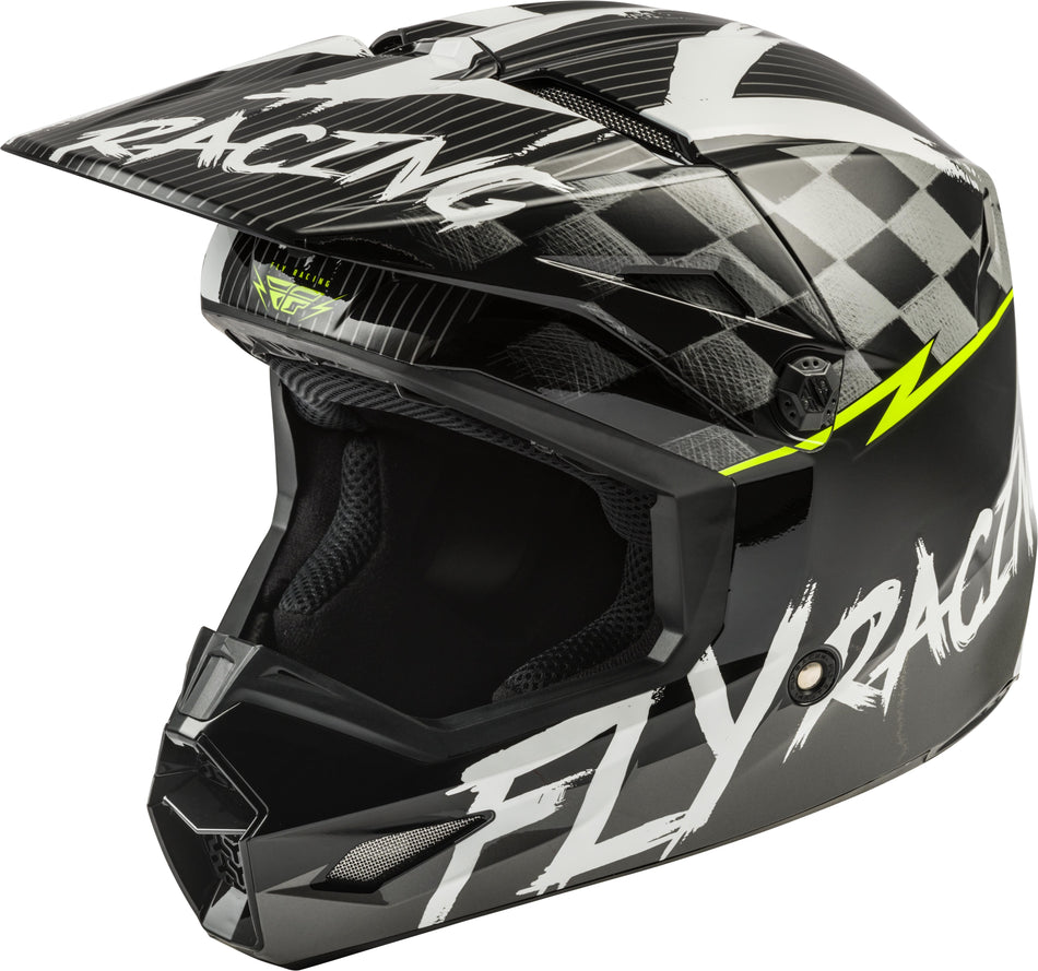 FLY RACING Youth Kinetic Sketch Helmet Black/White/Hi-Vis Yl 73-3468YL