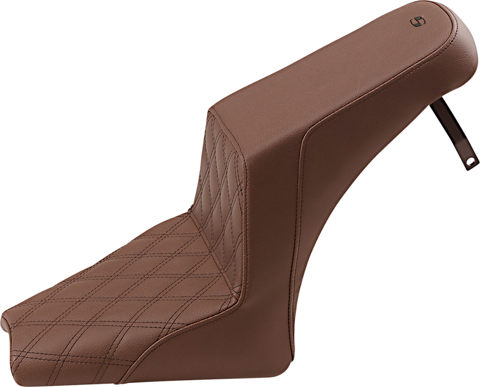 SADDLEMEN Step Up Seat - Front Lattice/Rear Smooth - Brown - Scout Bobber I18-33-172BR