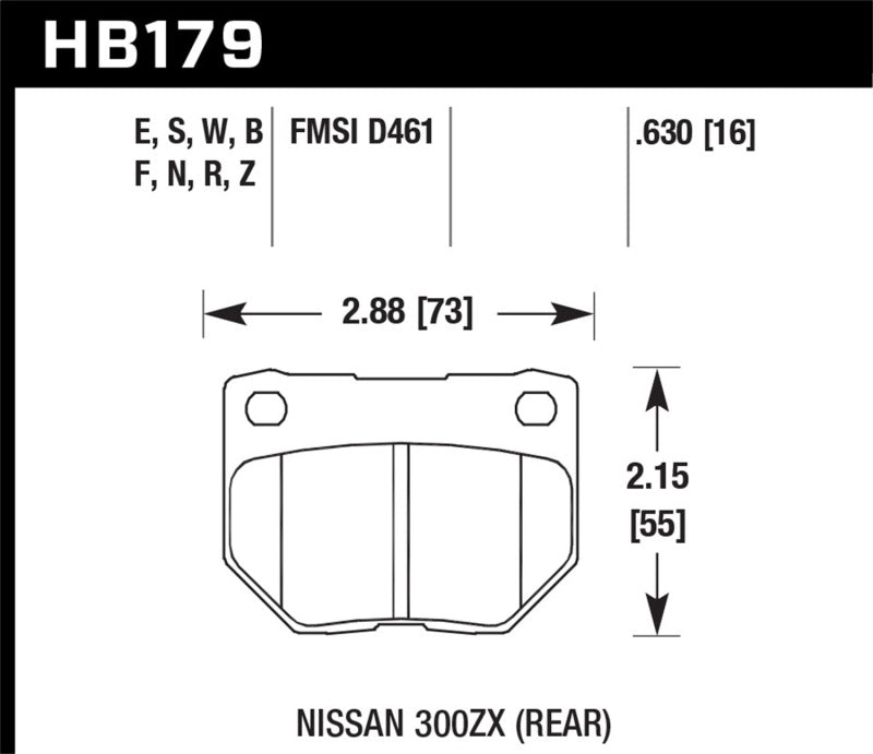 Hawk 2/1989-1996 Nissan 300ZX Base (Excl. Turbo) HPS 5.0 Rear Brake Pads KHB179B.630