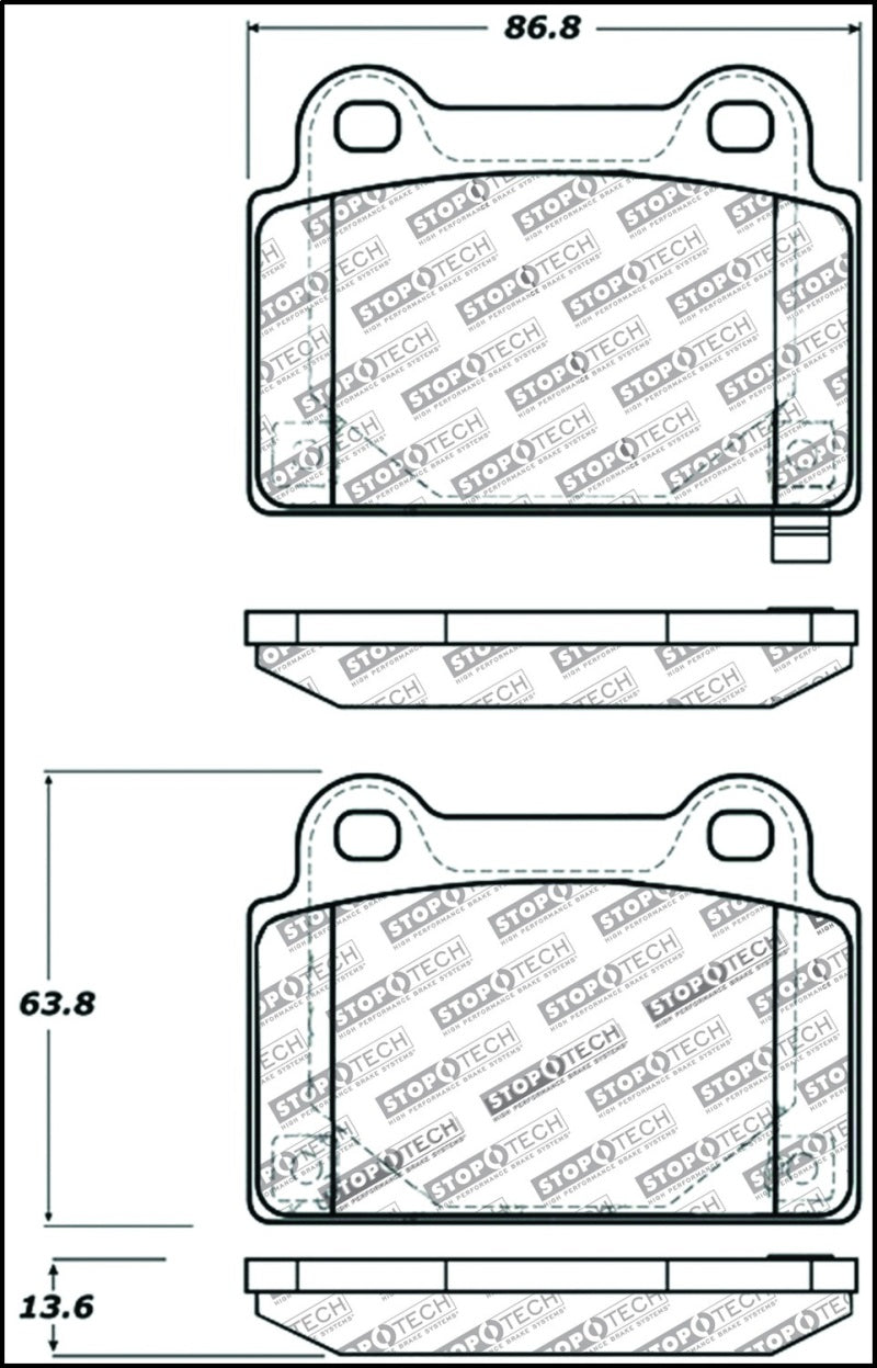 StopTech Performance 08+ Mitsubishi Evolution X Rear Brake Pads 309.1368