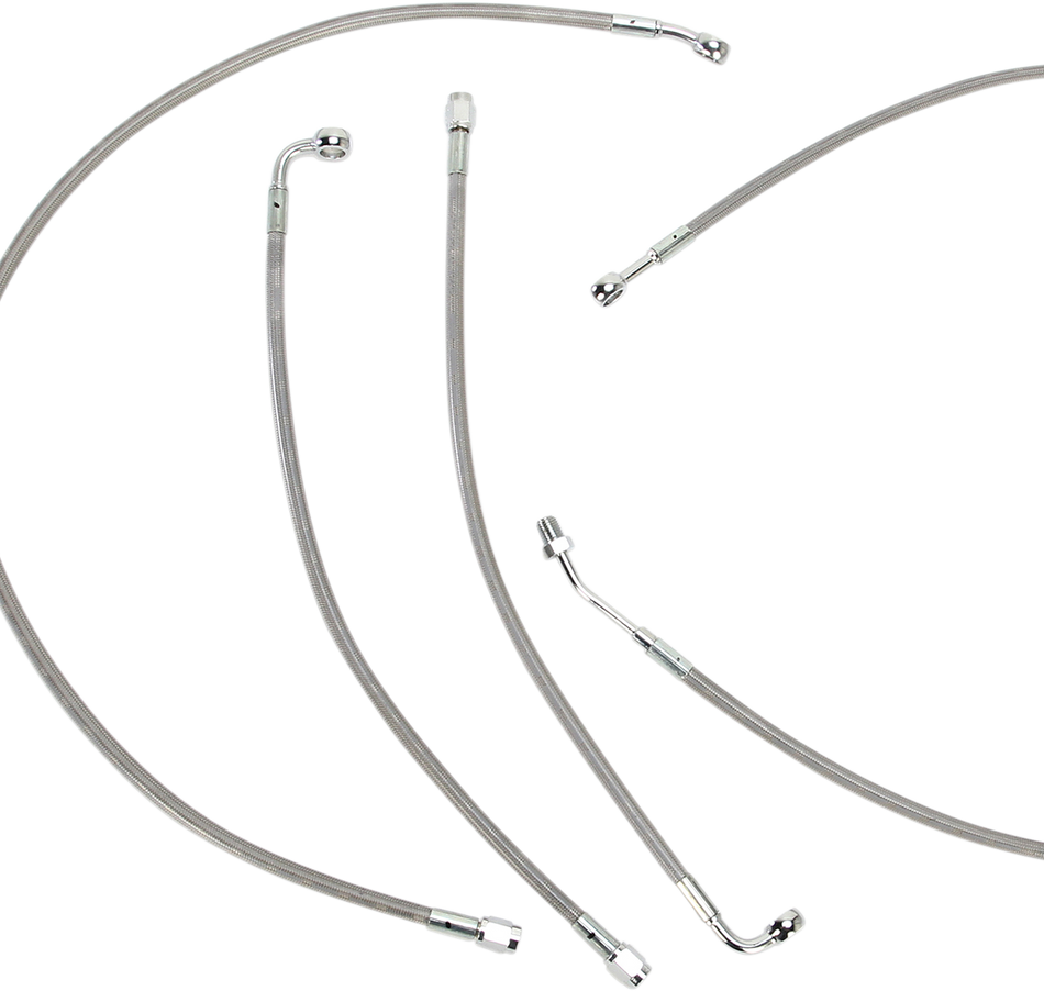 BURLY BRAND Handlebar Cable/Brake Line Kit - Complete - 15" Ape Hanger Handlebars - Stainless Steel B30-1118