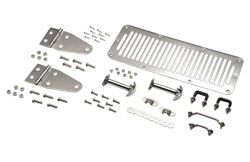 Kentrol 78-95 Jeep CJ/Wrangler YJ Hood Kit - Polished Silver 30470