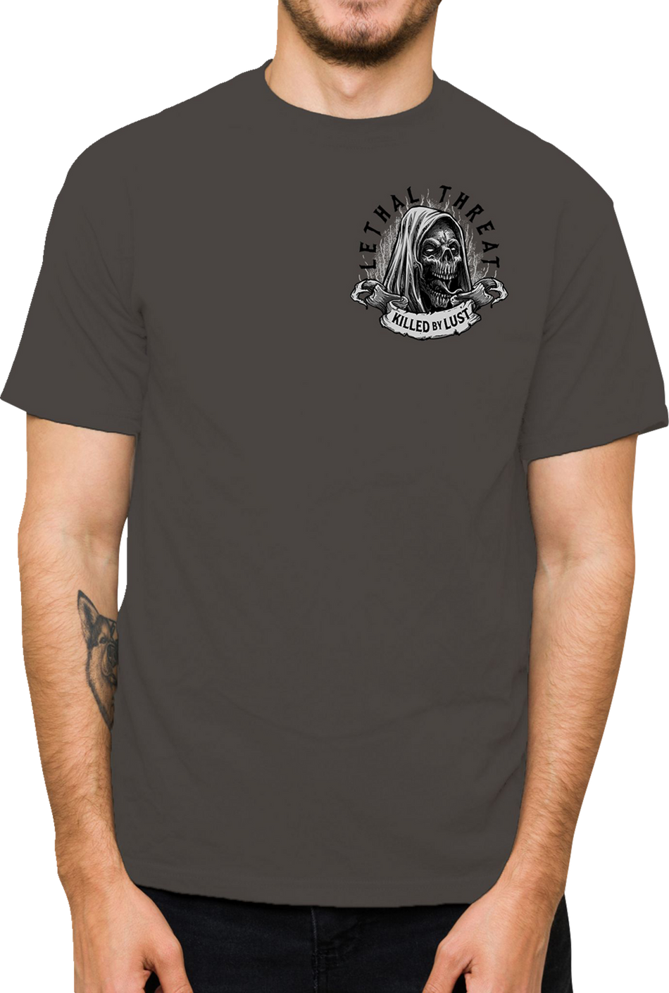 LETHAL THREAT Killed by Lust T-Shirt - Gray - 3XL LT20903XXXL