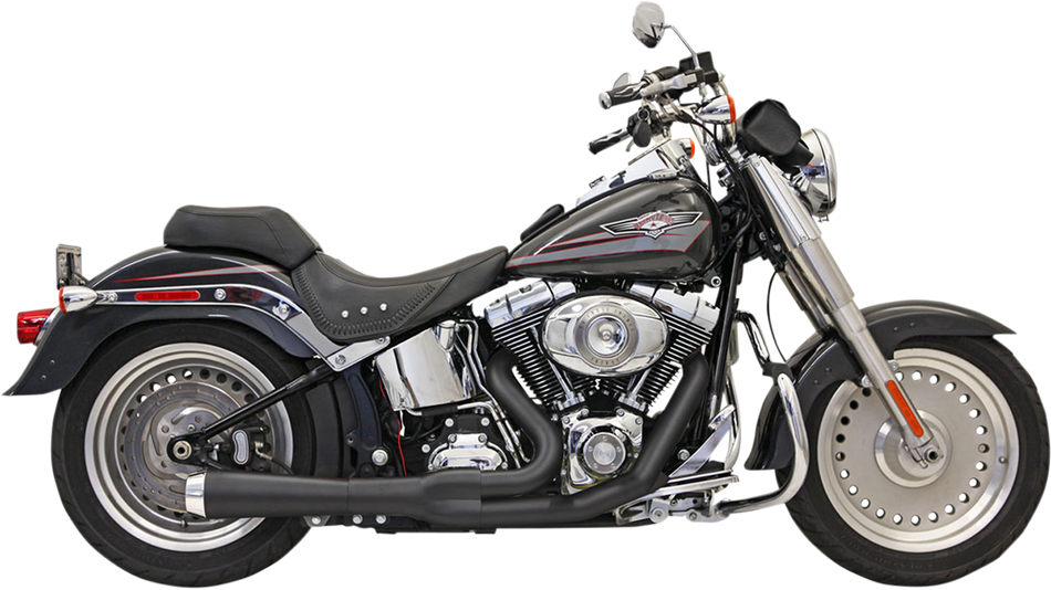 BASSANI XHAUST 2:1 Exhaust - Black - Short - Softail 12122J