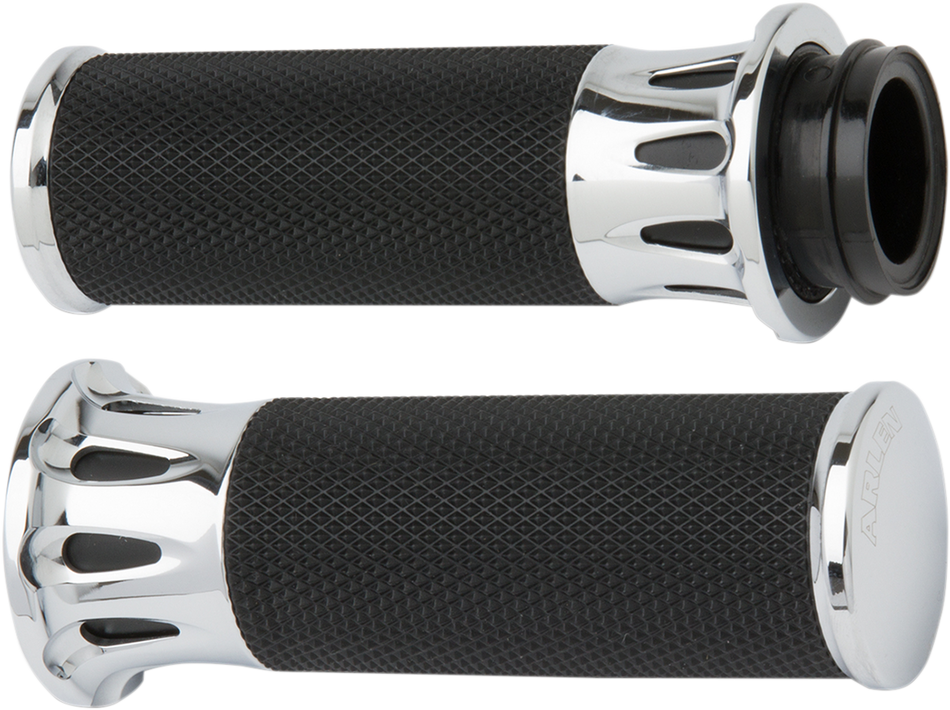 ARLEN NESS Grips - Deep Cut - Cable - Chrome 07-316