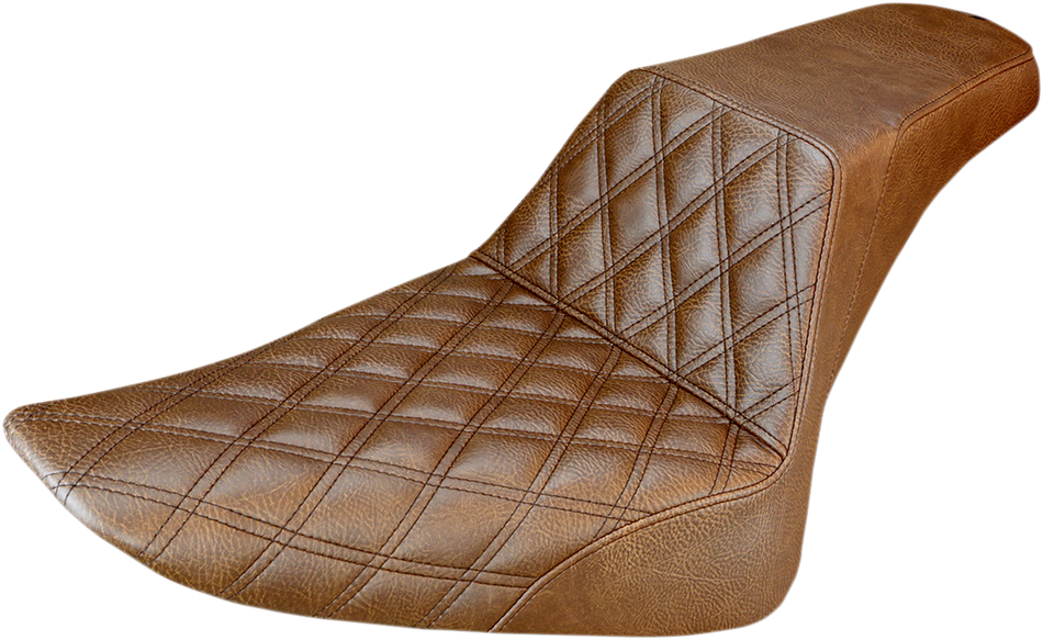 SADDLEMEN Step-Up Seat - Front Lattice Stitch - Brown - FLS 812-26-172BR